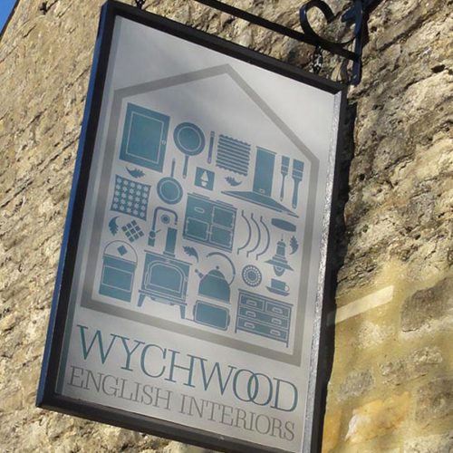 Exterior signage for Wychwood English Interiors