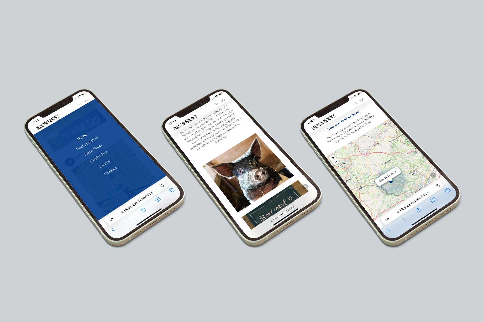 Responsive mobile website for farm shop and rare breeds farm